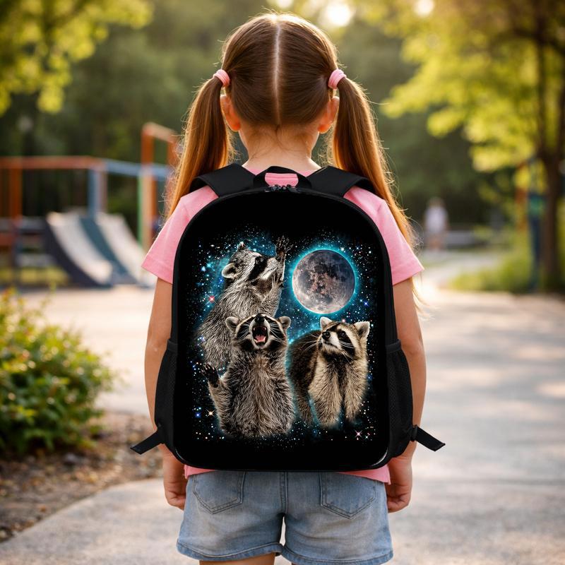 Galaxy Raccoon Moon Backpack - Kids Back To School Style Custom Backpack Galaxy Raccoon Moon Backpack - Kids Back To School Style Custom Backpack