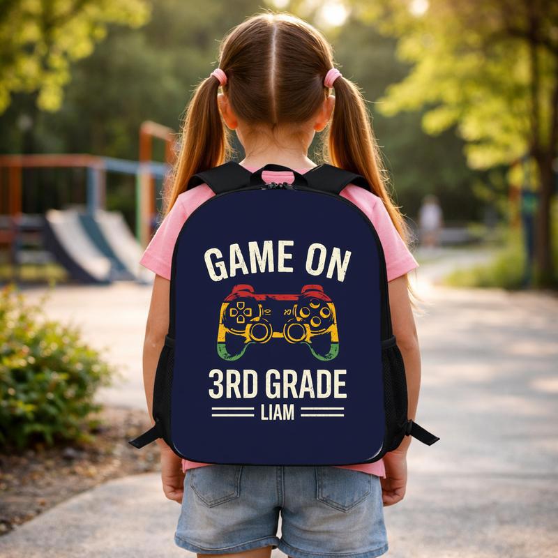 Game On 3rd Grade Backpack - Vintage Personalized Gamer Kids Custom Backpack Game On 3rd Grade Backpack - Vintage Personalized Gamer Kids Custom Backpack