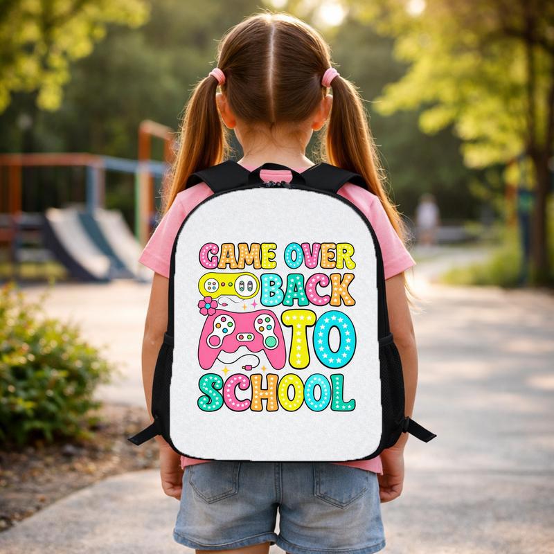 Game Over Back To School Backpack - Cute Gamer Kids Style Custom Backpack Game Over Back To School Backpack - Cute Gamer Kids Style Custom Backpack