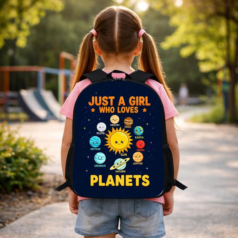 Girls Backpack Space - Just A Girl Who Loves Planets Custom Backpack Girls Backpack Space - Just A Girl Who Loves Planets Custom Backpack