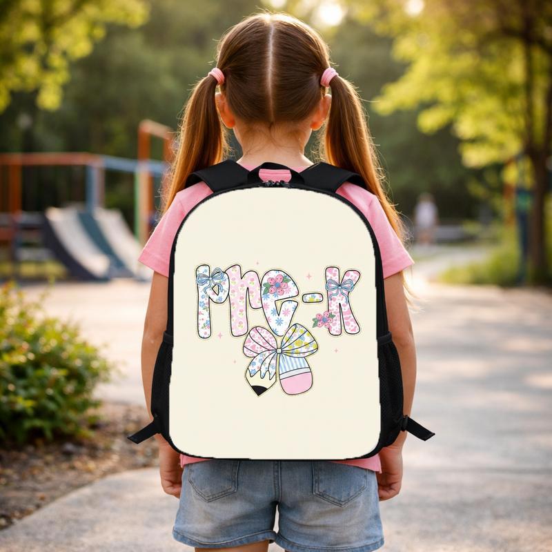 Girls Pre-K Back To School Backpack - Floral Bow Aesthetic Custom Backpack