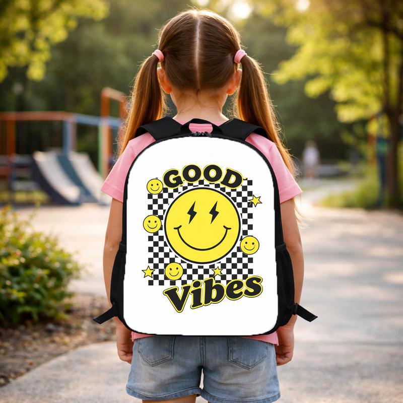 Good Vibes Smiley Backpack - Retro Back To School Kids Custom Backpack