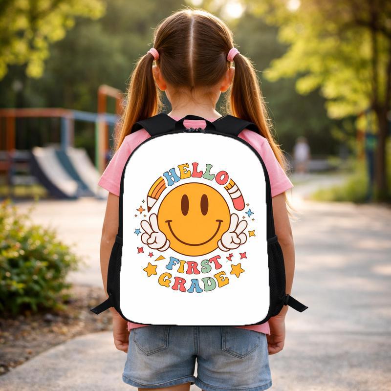 Hello First Grade Smiley Backpack - Back To School Kids Custom Backpack Hello First Grade Smiley Backpack - Back To School Kids Custom Backpack