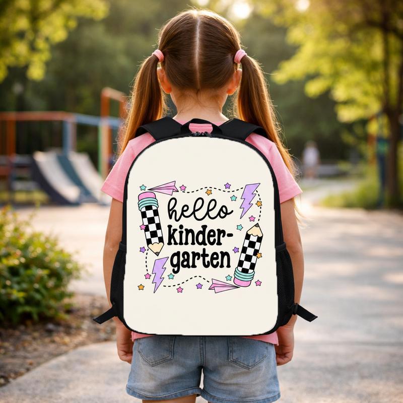 Hello Kindergarten Backpack - Retro Checkerboard School Style Custom Backpack Hello Kindergarten Backpack - Retro Checkerboard School Style Custom Backpack