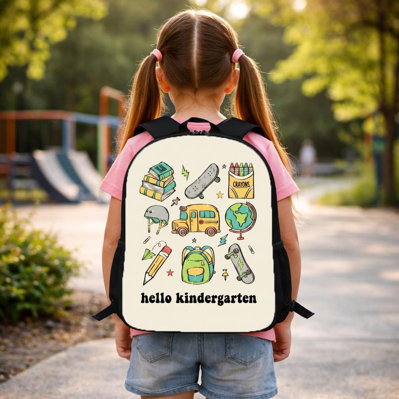 Hello Kindergarten Backpack - School Icons Back To School Kids Custom Backpack