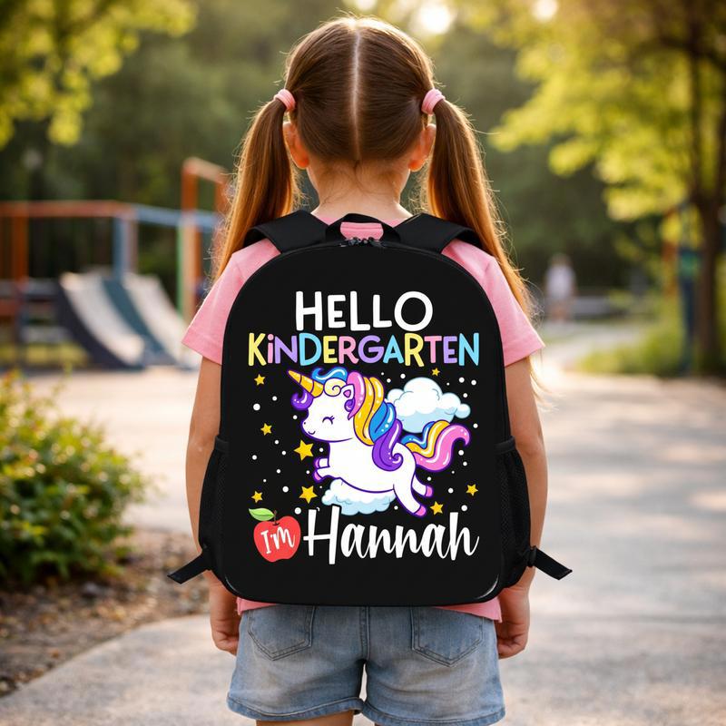 Hello Kindergarten Unicorn Backpack - Cute Kids School Bag Custom Backpack Hello Kindergarten Unicorn Backpack - Cute Kids School Bag Custom Backpack
