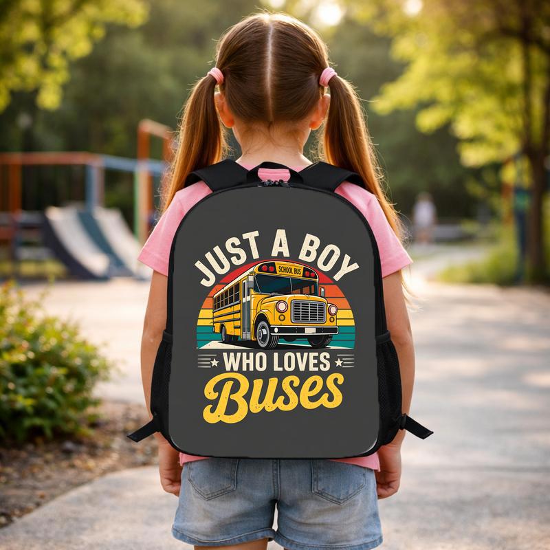 Just A Boy Who Loves Buses Backpack - Back To School Kids Style Custom Backpack Just A Boy Who Loves Buses Backpack - Back To School Kids Style Custom Backpack