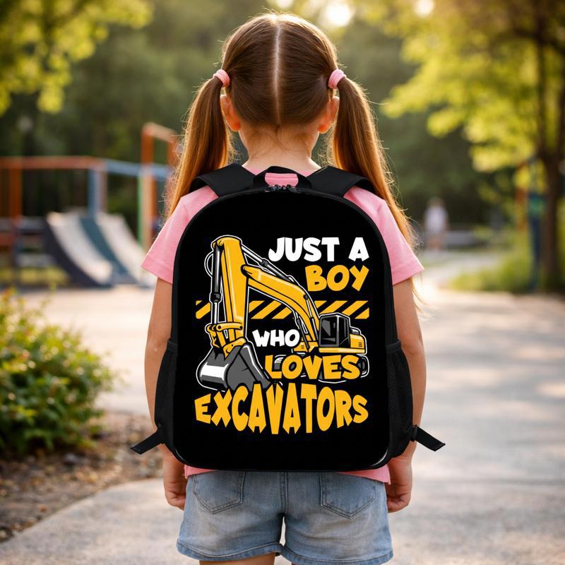 Just a Boy Who Loves Excavators - School Backpack For Kids Custom Backpack Just a Boy Who Loves Excavators - School Backpack For Kids Custom Backpack