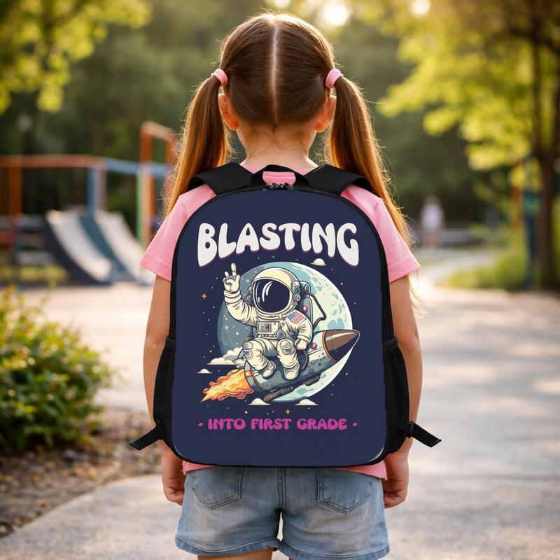 Kids Backpack First Grade - Blasting Into Space Astronaut Custom Backpack