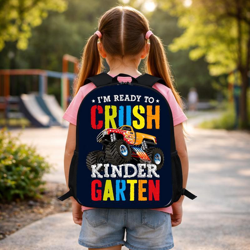 Kids Backpack Ready To Crush Kindergarten - Monster Truck Custom Backpack Kids Backpack Ready To Crush Kindergarten - Monster Truck Custom Backpack