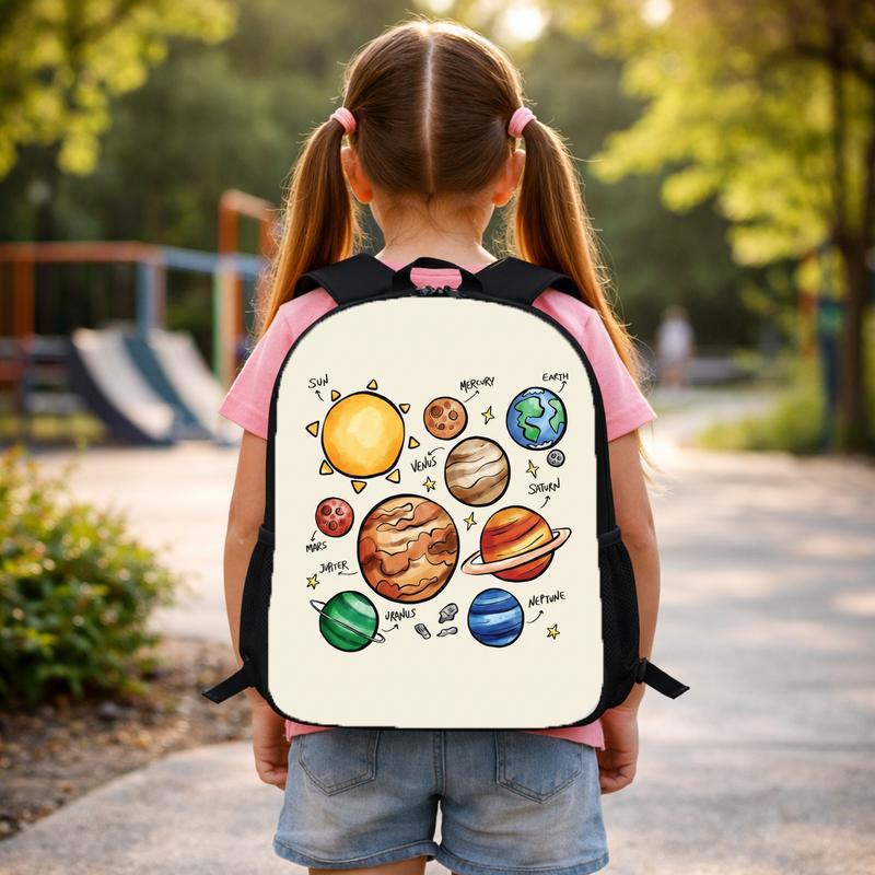 Kids Backpack Solar System - Cute Planets Learning Design Custom Backpack
