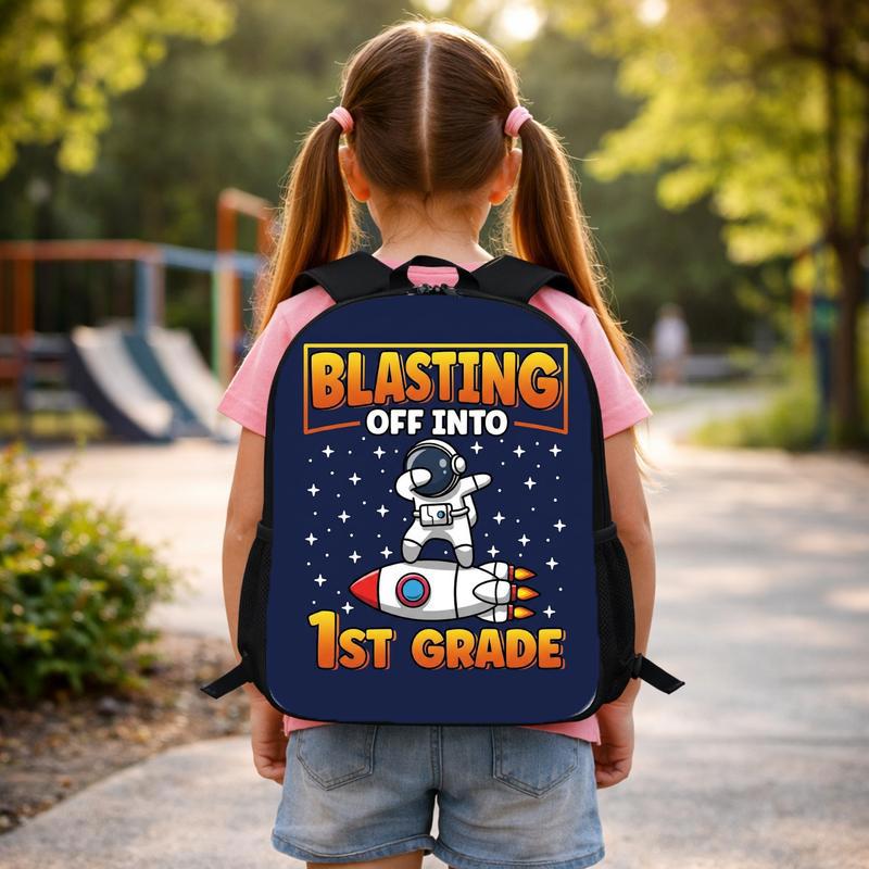 Kids Backpack 1st Grade - Blasting Off Astronaut Space Custom Backpack Kids Backpack 1st Grade - Blasting Off Astronaut Space Custom Backpack