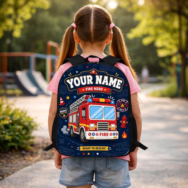 Kids Fire Truck Backpack Custom Name - Fire Hero Back To School Custom Backpack Kids Fire Truck Backpack Custom Name - Fire Hero Back To School Custom Backpack