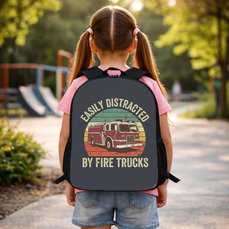 Kids Fire Truck Backpack - Funny Firefighter Back To School Custom Backpack Kids Fire Truck Backpack - Funny Firefighter Back To School Custom Backpack