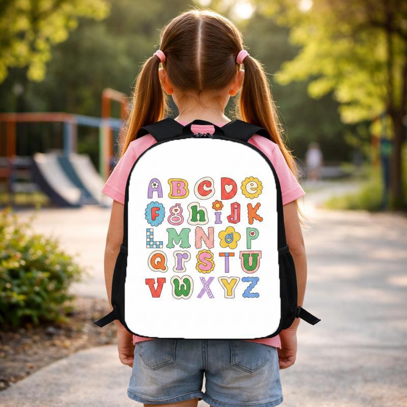 Kindergarten Backpack - Cartoon Alphabet Letters Kids Style Custom Backpack Kindergarten Backpack - Cartoon Alphabet Letters Kids Style Custom Backpack