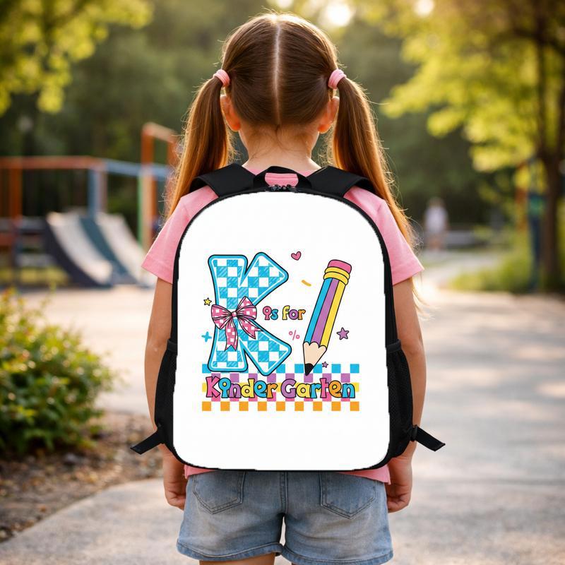 Kindergarten Girl K Letter Checkerboard Backpack - Sweet Back To School Design Custom Backpack Kindergarten Girl K Letter Checkerboard Backpack - Sweet Back To School Design Custom Backpack