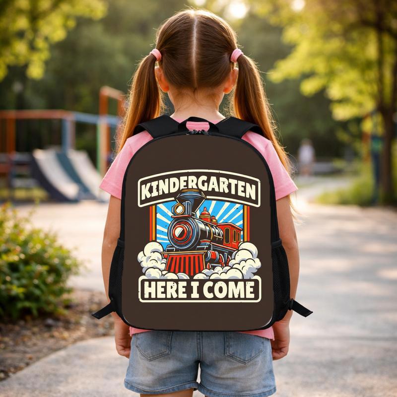 Kindergarten Train Backpack - Here I Come School Kids Bag Custom Backpack