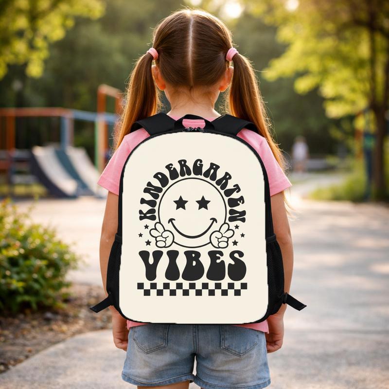 Kindergarten Vibes Smiley Backpack - Retro Back To School Style Custom Backpack Kindergarten Vibes Smiley Backpack - Retro Back To School Style Custom Backpack