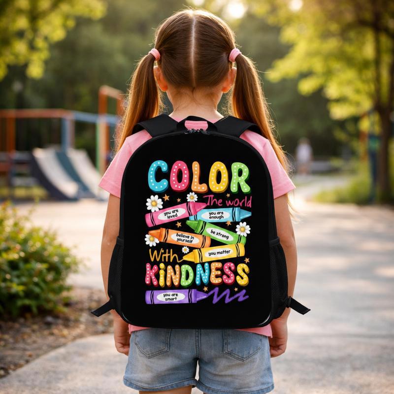 Middle School Backpack - Colorful Kindness School Message Custom Backpack Middle School Backpack - Colorful Kindness School Message Custom Backpack