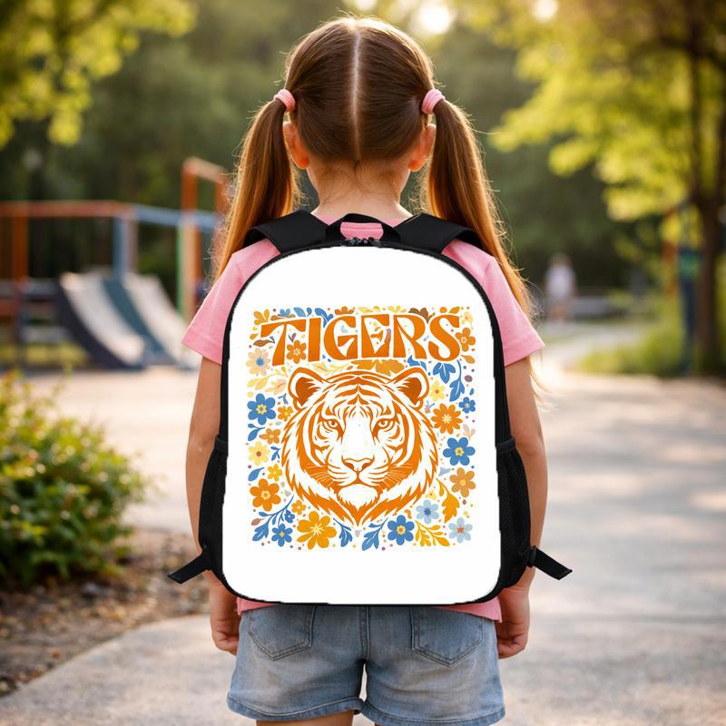 Middle School Floral Tiger Mascot Custom Backpack Middle School Floral Tiger Mascot Custom Backpack