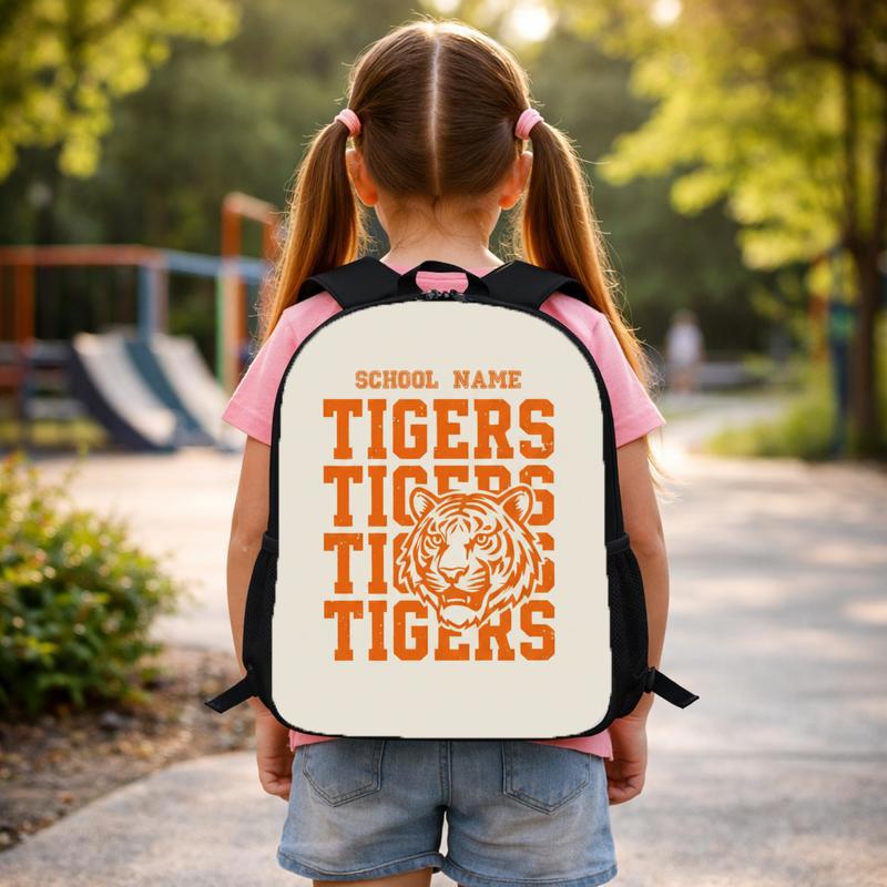Middle School Orange Tiger Mascot Custom Backpack Middle School Orange Tiger Mascot Custom Backpack