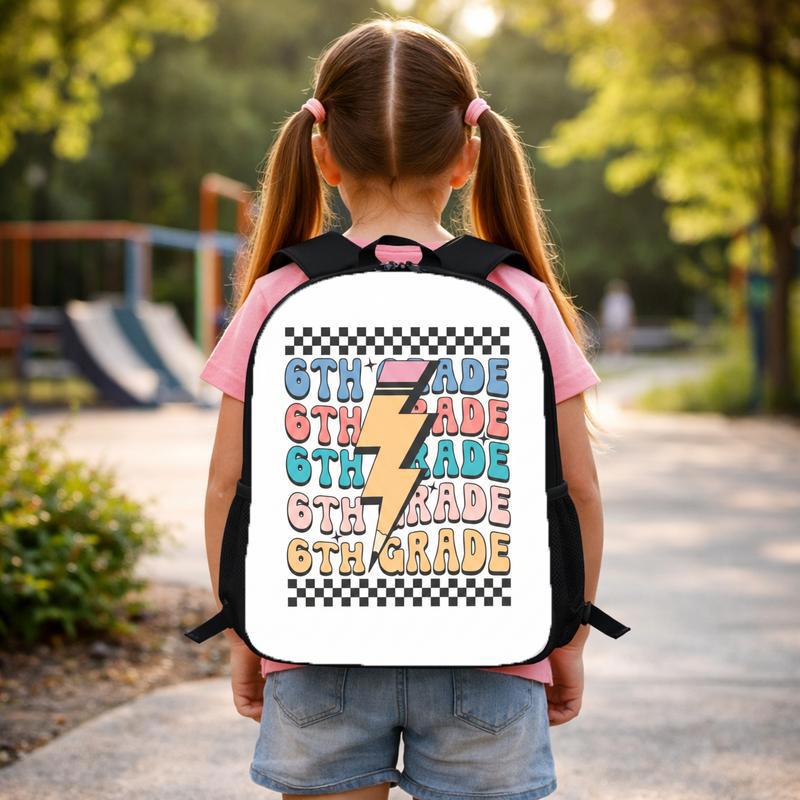 Middle School 6th Grade Backpack - Retro Lightning Checkered Design Custom Backpack Middle School 6th Grade Backpack - Retro Lightning Checkered Design Custom Backpack