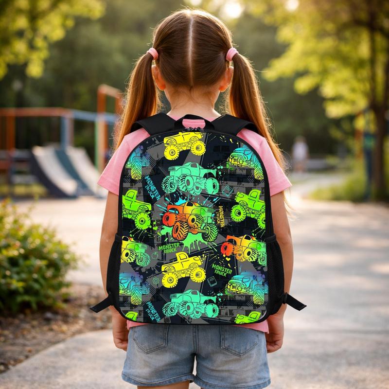Monster Truck Backpack For Kids - Neon Pattern Back To School Custom Backpack Monster Truck Backpack For Kids - Neon Pattern Back To School Custom Backpack