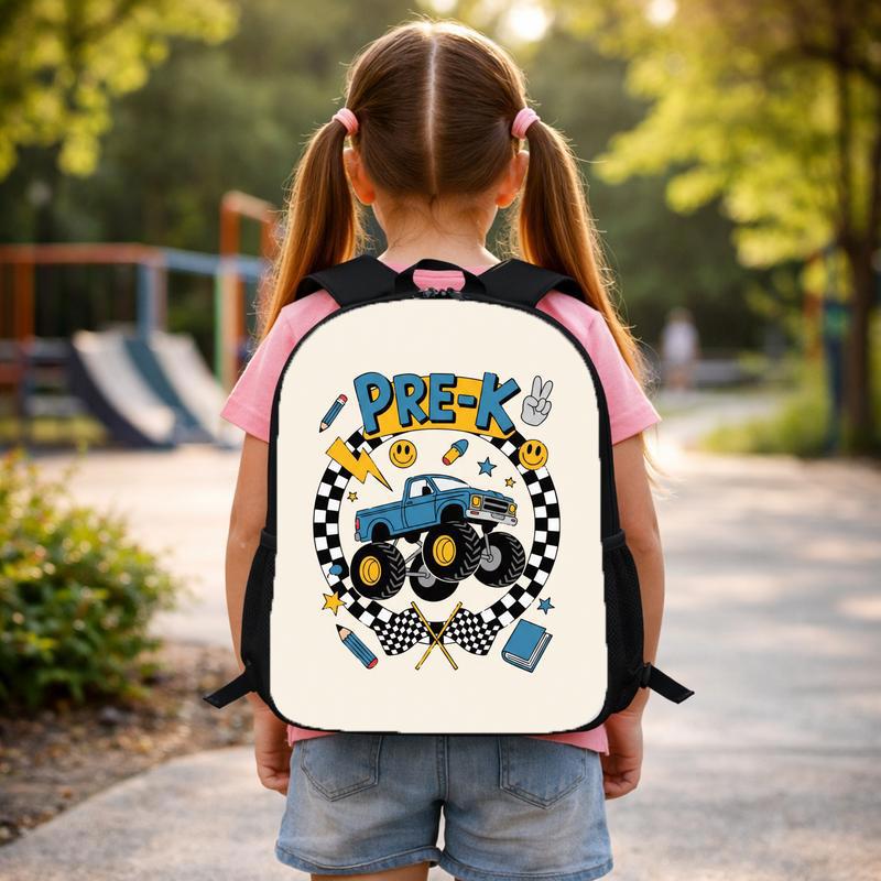 Monster Truck Pre-K Backpack For Boys - Back To School Fun Custom Backpack Monster Truck Pre-K Backpack For Boys - Back To School Fun Custom Backpack
