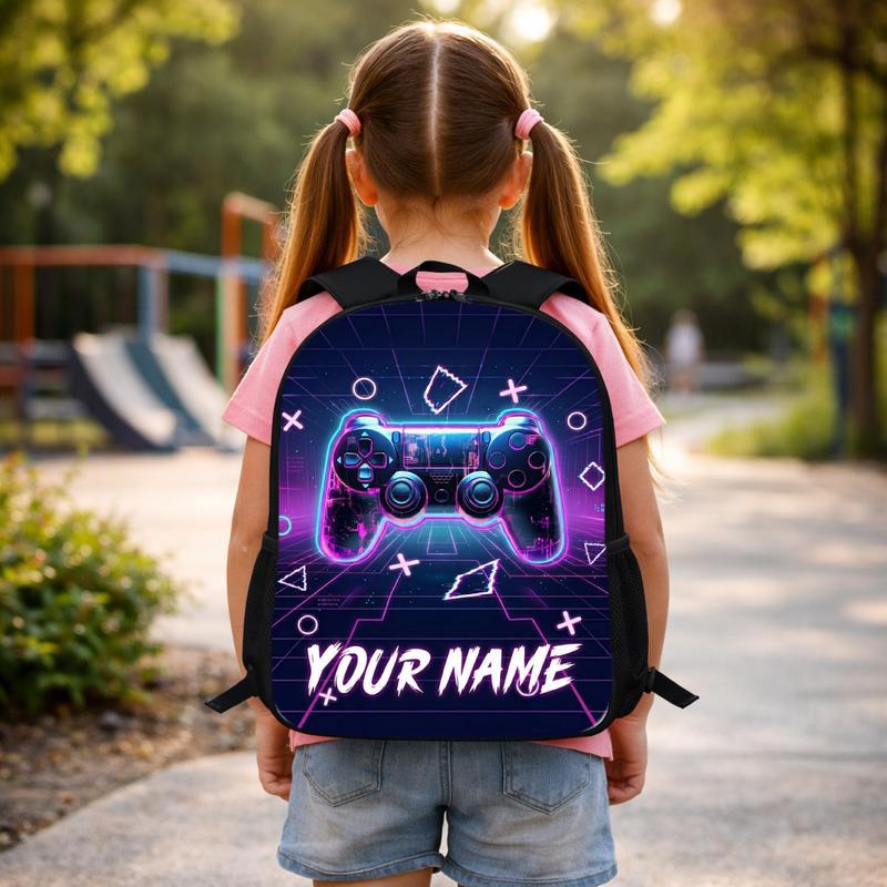Neon Gamer Backpack With Name - Back To School Style Custom Backpack Neon Gamer Backpack With Name - Back To School Style Custom Backpack