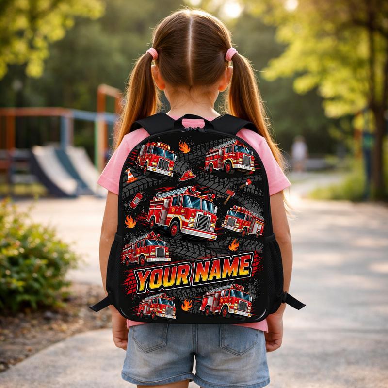 Personalized Fire Truck Backpack - Kids Back To School Custom Backpack Personalized Fire Truck Backpack - Kids Back To School Custom Backpack