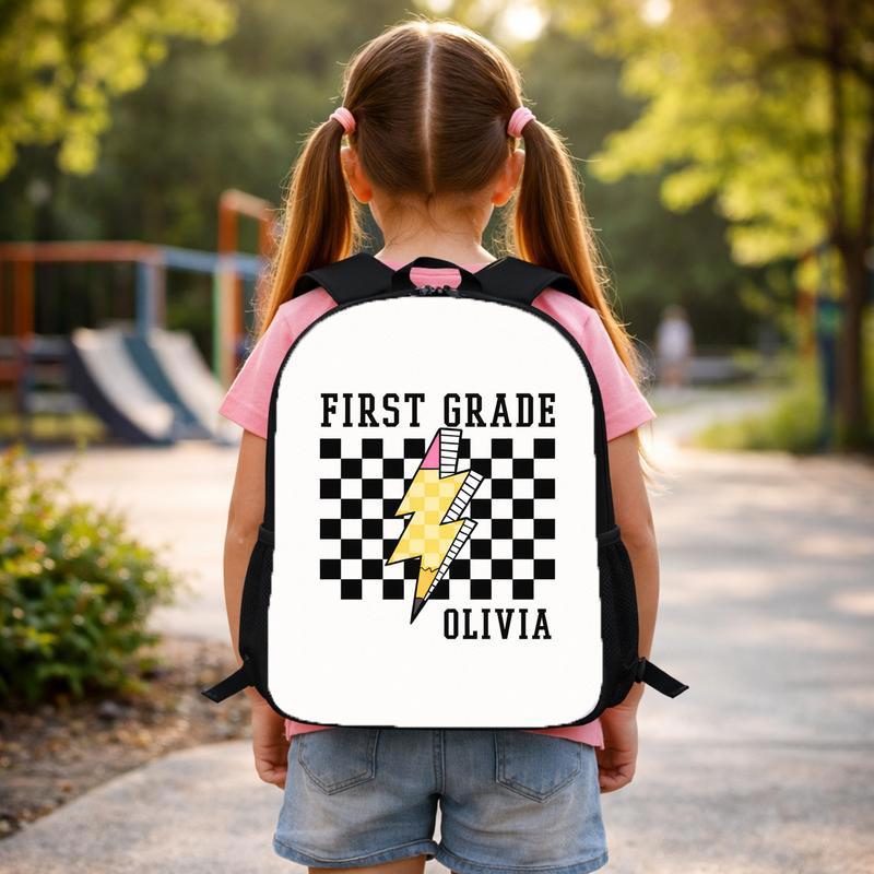Personalized First Grade Pencil Lightning - Kids Back To School Backpack Custom Backpack