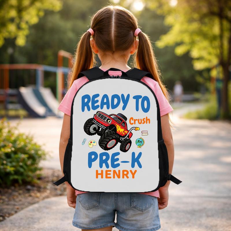 Personalized Pre-K Backpack - Ready To Crush Monster Truck Name Custom Backpack
