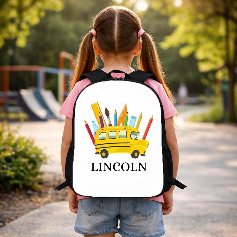 Personalized School Bus Backpack - Custom Name Kids Gift Custom Backpack