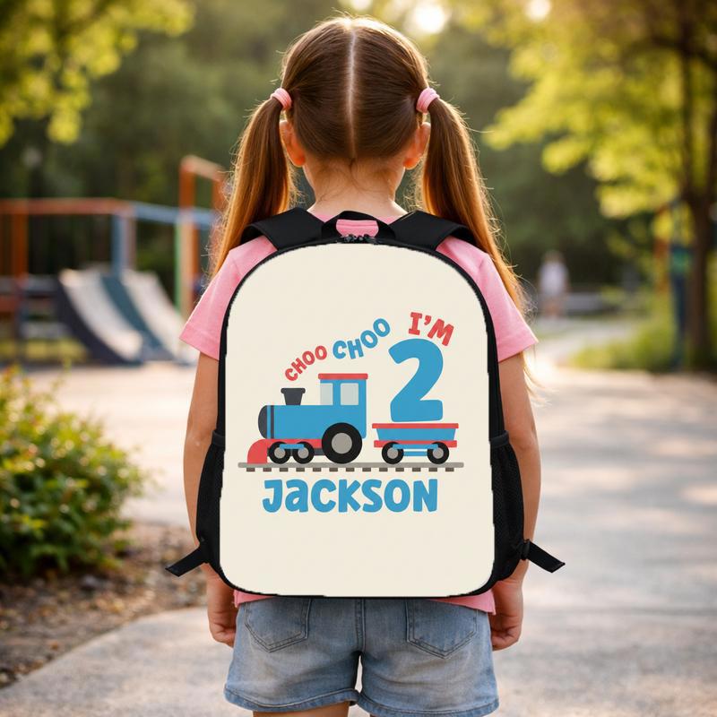 Personalized Train School Backpack - Choo Choo I'm 2 Boy Custom Backpack Personalized Train School Backpack - Choo Choo I'm 2 Boy Custom Backpack