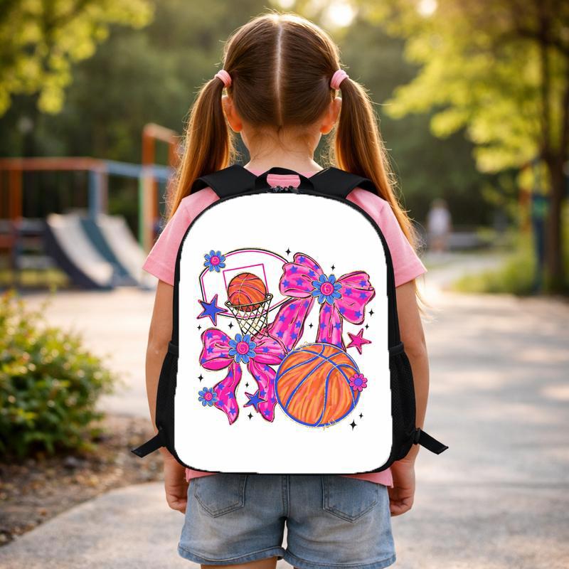 Pink Basketball Backpack - Back To School Girl Bow Sport Style Custom Backpack Pink Basketball Backpack - Back To School Girl Bow Sport Style Custom Backpack
