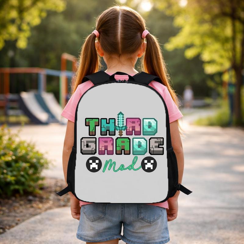 Pixel Gamer School Backpack - Ready For Next Level Custom Backpack