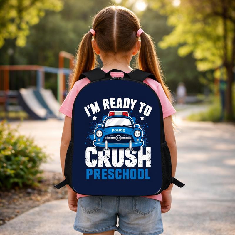 Police Car Backpack Kids - Ready To Crush Preschool Back To School Custom Backpack Police Car Backpack Kids - Ready To Crush Preschool Back To School Custom Backpack