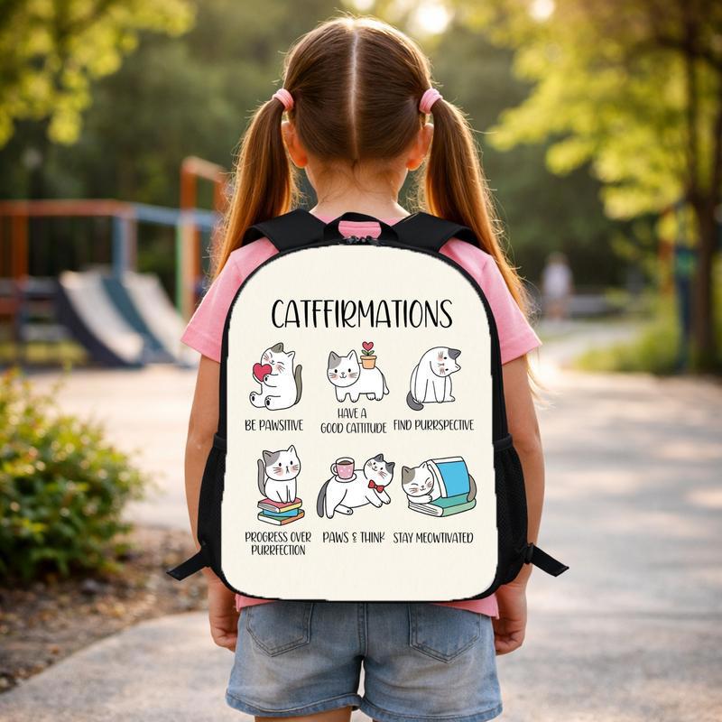 Positive Cats Catffirmations Shirt, Cat Lover Teacher Shirt, Classroom Shirts, Have a Good Cattitude, Cute Funny Cat Puns Reminders Shirt Custom Backpack