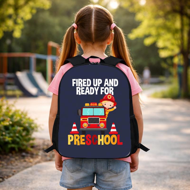 Preschool Fire Truck Backpack - Fired Up Back To School Kids Custom Backpack Preschool Fire Truck Backpack - Fired Up Back To School Kids Custom Backpack