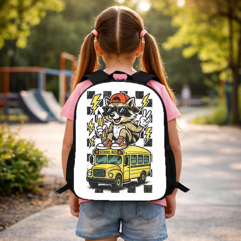 Raccoon School Bus Backpack - Cool Kids Back To School Custom Backpack