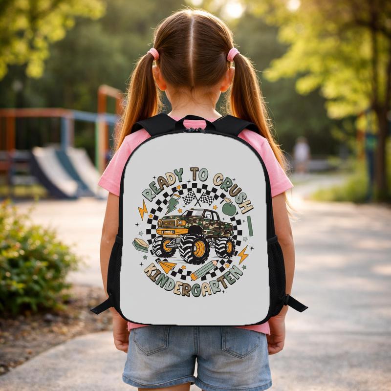 Ready To Crush Kindergarten Backpack - Boys Monster Truck Custom Backpack