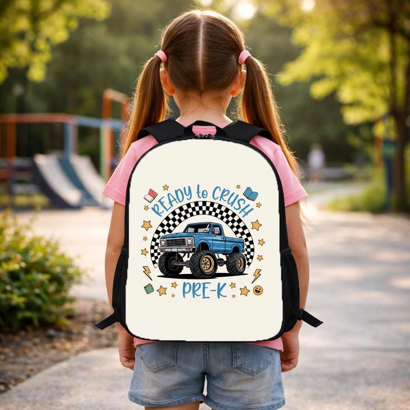 Ready To Crush Pre-K Backpack - Kids Monster Truck Theme Custom Backpack