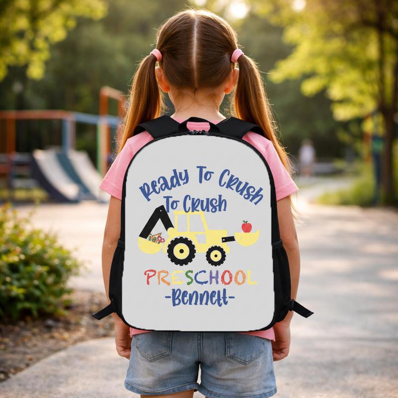 Ready To Crush Preschool Backpack For Boys - Custom Name Construction Theme Custom Backpack Ready To Crush Preschool Backpack For Boys - Custom Name Construction Theme Custom Backpack