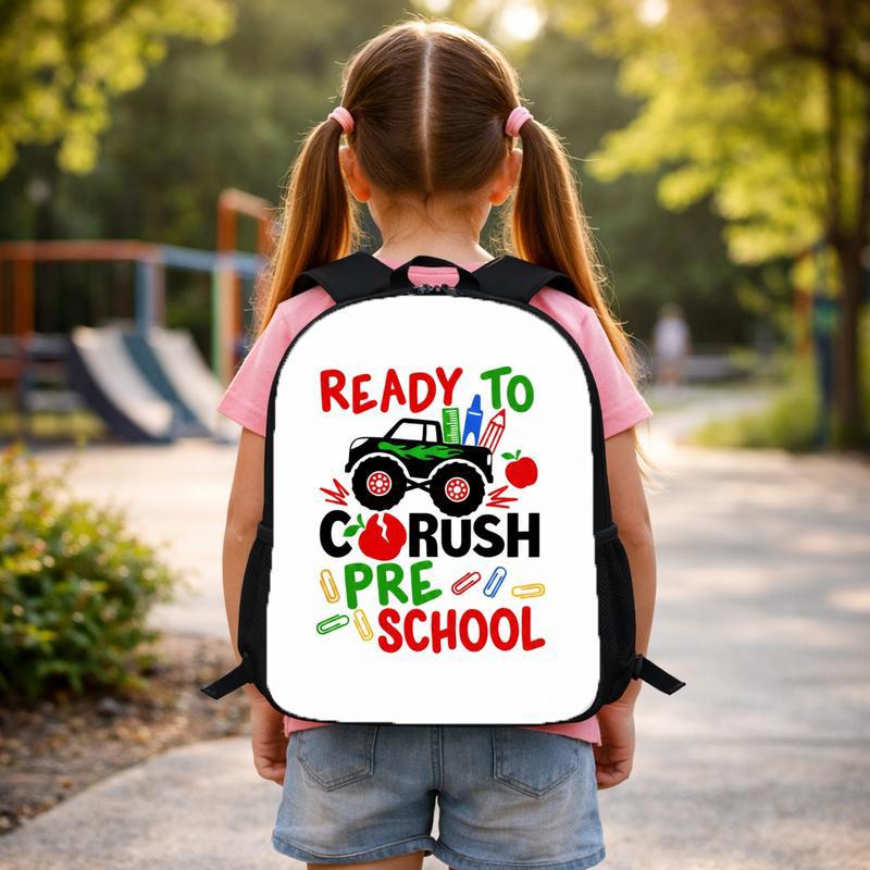 Ready To Crush Preschool Backpack For Kids - Monster Truck Theme Custom Backpack Ready To Crush Preschool Backpack For Kids - Monster Truck Theme Custom Backpack