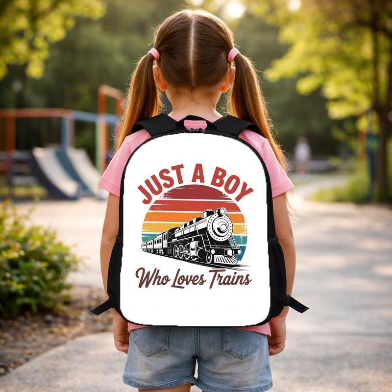 Retro Train Kids Backpack - Vintage Sunset Train Design Custom Backpack Retro Train Kids Backpack - Vintage Sunset Train Design Custom Backpack