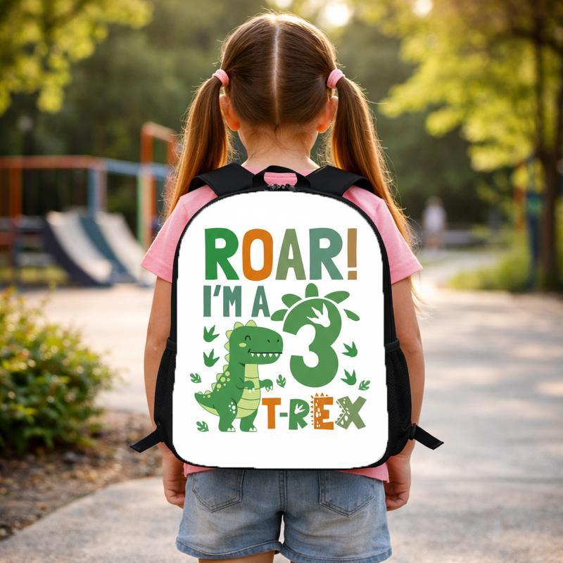 Roar I'm 3 T-Rex - Cute Dino Boys School Backpack Custom Backpack