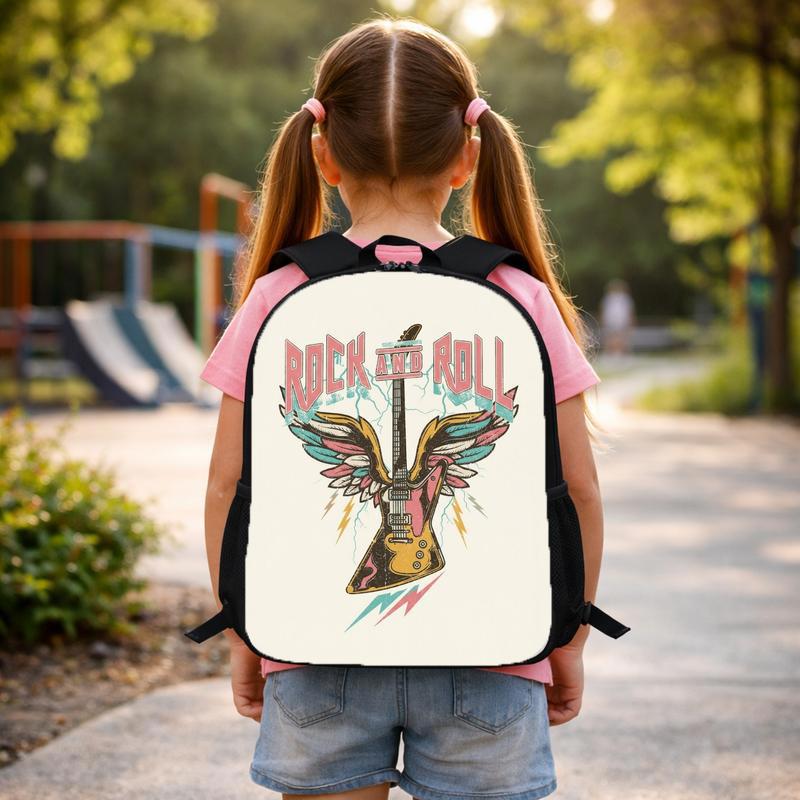 Rock And Roll Students Backpack - Vintage Music School Style Custom Backpack Rock And Roll Students Backpack - Vintage Music School Style Custom Backpack