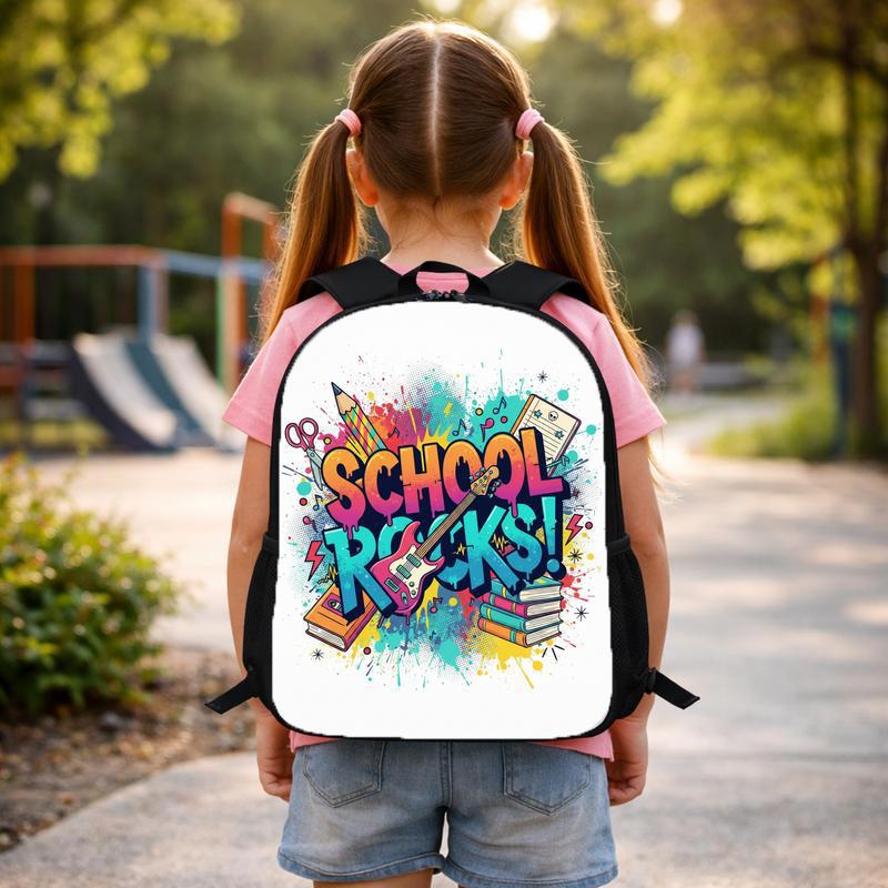 School Rock N Roll Backpack For Kids - Music Lover Style Custom Backpack