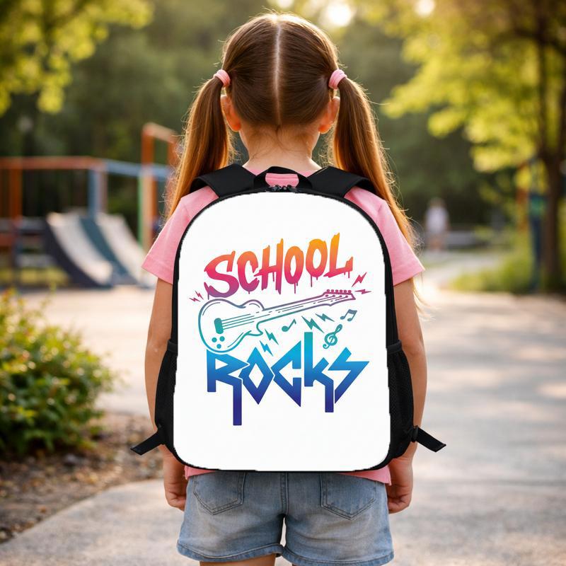 School Rocks Backpack - Guitar Design For Cool Students Custom Backpack School Rocks Backpack - Guitar Design For Cool Students Custom Backpack
