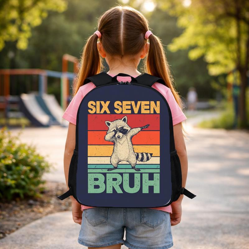 Six Seven Bruh Racoon Backpack - Funny Back To School Boys Custom Backpack Six Seven Bruh Racoon Backpack - Funny Back To School Boys Custom Backpack